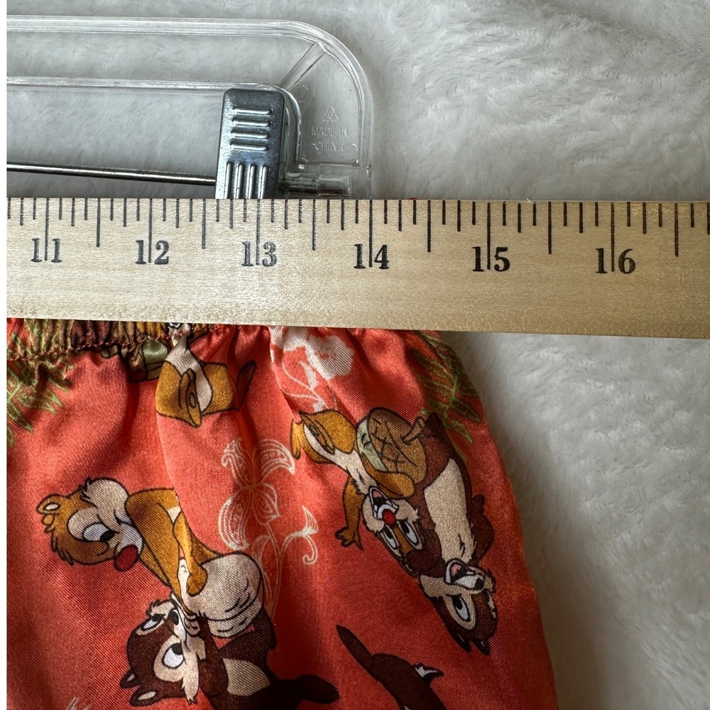 Disney Chip 'n Dale Pajama Shorts Women Medium Orange Satin Character Print - Picture 3 of 7